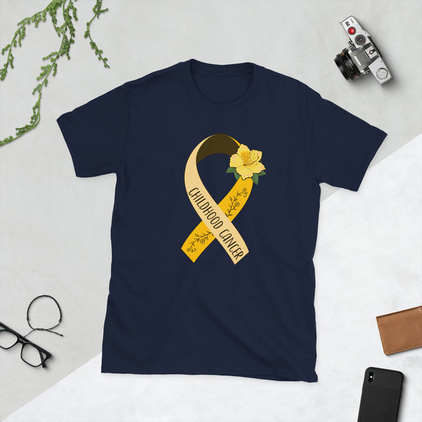 Childhood Cancer Warriors T-Shirt with Childhood Cancer Awareness Ribbon